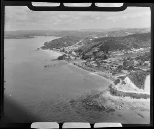 Paihia, Bay of Islands, Northland, showing town and wharf