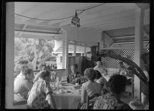 Guests dining at Aggie Grey's Hotel, Apia, Samoa