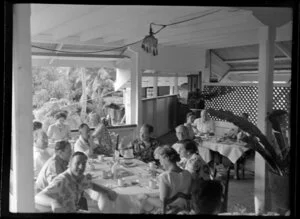 Guests dinning at Aggie Grey's Hotel, Apia, Samoa