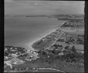 Orewa, Rodney County, Auckland, showing coastline and housing