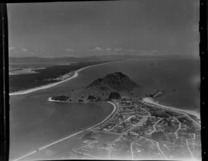 Mount Maunganui, Bay of Plenty, looking towards Mount, township and beach