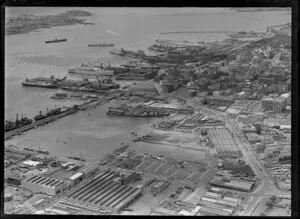 Viduct Basin, Auckland, including city and wharves