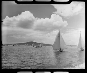 Auckland Anniversary Regatta, Auckland Harbour, showing sailing boats