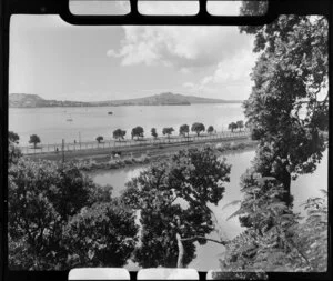 Judges Bay, Parnell, Auckland, showing Rangitoto Island in the distance