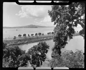 Judges Bay, Parnell, Auckland, showing Rangitoto Island in the distance