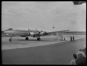 Canadian Pacific Airlines Inaugural DC 6B Service arrival at Whenuapai