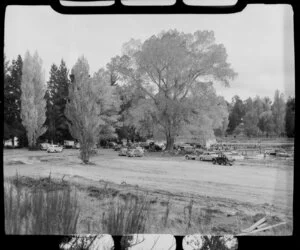 Waikato River outlet, Lake Taupo, showing camping area