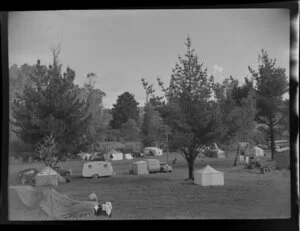 Camping grounds, Taupo, showing cars, caravans and tents