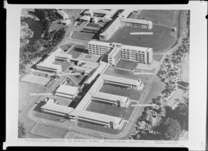 Proposed extensions to nurses home at Middlemore Hospital, Auckland, designed by Orchard and Allison