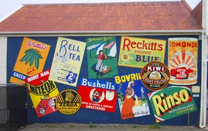 Mural of grocery items