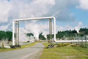 Road in Wairakei geothermal field