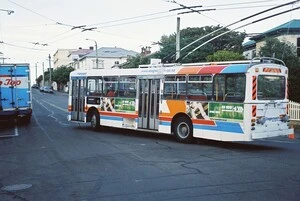 Trolley bus and wires, Wellington