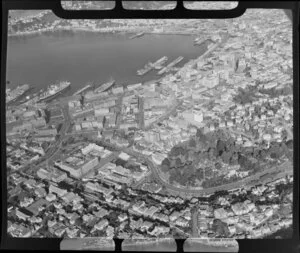 Wellington city, showing wharves and harbour