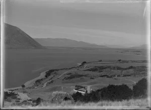 Lake Ohau, Waitaki District, Canterbury Region, showing Ohau Lodge