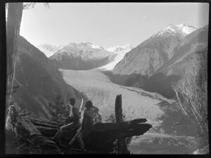 Fox Glacier, West Coast Region, showing two boys from Cove Rock