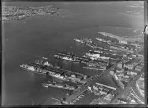 Auckland City and wharves, showing shipping