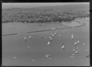 Yachting Regatta, Auckland Harbour, showing yachts and boats