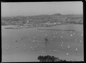 Yachting Regatta, Auckland Harbour, showing yachts and boats