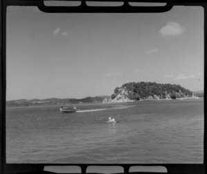 Paihia, Northland, showing jet boat and people in water