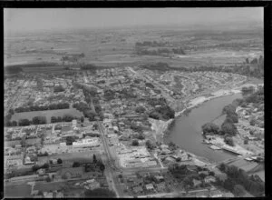 City scene, including Grey Street and Bridge street, Waikato River, Hamilton East, Waikato
