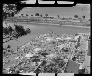 Pool scene, including bathers, Parnell Baths, Judges Bay, Auckland