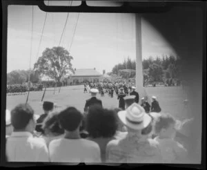 Parade ceremonies for Queen Elizabeth and visitors, Waitangi Treaty Grounds, Bay of Islands