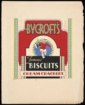 [Rykers, Leslie Bertram Archibald], 1897-1976 :Bycroft's famous biscuits. Cream crackers [ca 1930?]