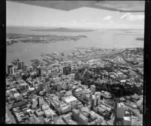 Auckland city and harbour, looking toward Rangitoto Island