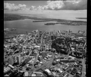 Central Auckland City, including university, Waitemata Harbour and port area