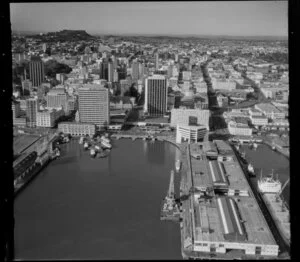 Princes Wharf, looking down Albert Street and Hobson Street, Auckland