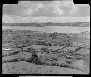 Mangere Mountain, Auckland, including Manukau Harbour and Onehunga