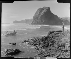 Beach at Piha, Auckland, including Lion Rock