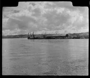 Onehunga waterfront, Auckland, with ships docked at wharf