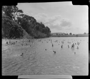 People swimming at Judges Bay, Parnell, Auckland