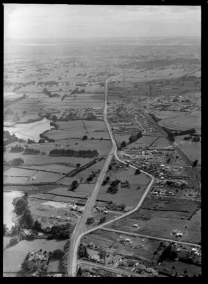 Great South Road, looking north from Takanini and Tironui Road, Auckland,