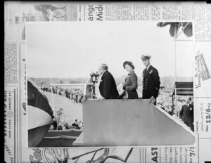 HRH the Princess Elizabeth, with Prince Philip at christening of plane Aotearoa