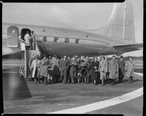 Passengers on British Commonwealth Pacific Airlines flight
