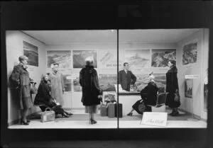 White's display window in Rendell's department store, Waitakere