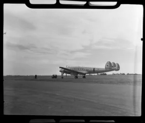 Lockheed Super Constellation aircraft, VH-EAC, dedication of Harewood Airport, Christchurch