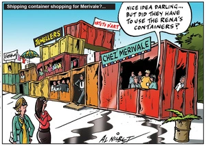 Nisbet, Alistair, 1958- :Shipping container shopping for Merivale?... 18 October 2011