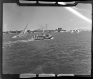 Auckland Regatta, including a steam tugboat and yachts on Auckland Harbour