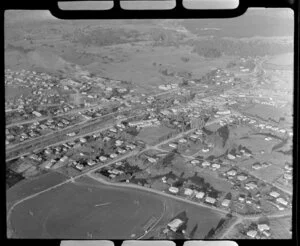 Putaruru, South Waikato District, Waikato Region, including rugby grounds and surrounding farmland