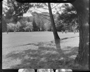 Golfers on the links, Hanmer Springs, Canterbury