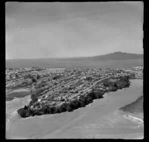 Belmont, North Shore, Auckland, showing Rangitoto Island in the distance