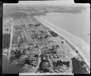Orewa, Rodney District, Auckland, showing houses and beach