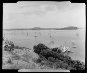 Yachting from Bastion Point, Auckland, showing boats