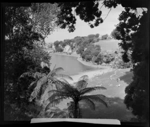 Judges Bay, Parnell, Auckland, showing people near the beach