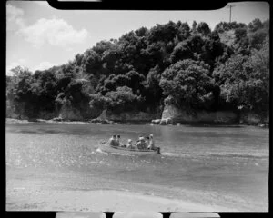 Paihia, Bay of Islands, Northland, showing people in dinghy