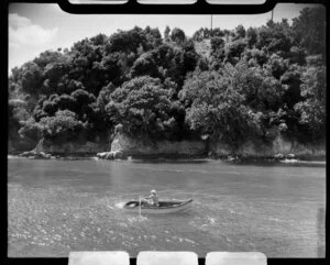 Paihia, Bay of Islands, Northland, showing person in dinghy