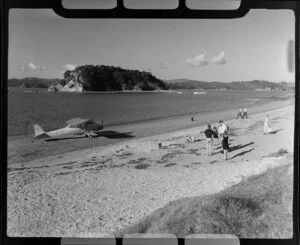 Auster aircraft ZK-AYO at Paihia beach, Paihia